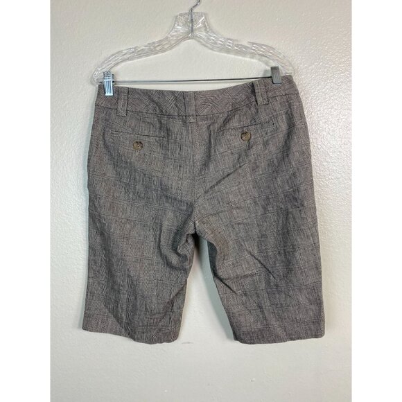 Banana Republic Linen Blend Plaid Bermuda Shorts Size 8 Brown Capsule Classic - Picture 2 of 16